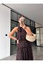 Necklace-Detached Chiffon Dress Brown - 3