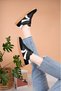 Lace-Up Unisex Sports Shoes Black White - 3