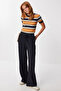Textured Pocketed Stretch Knit Trousers Lci0069 Black - 3