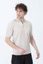 Men's Half Zipper Polo Neck Ribbed Knitwear T-Shirt Stone - 26Y 683