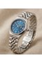 Milano 30 mm Women's Wristwatch Blue Dial Steel Band Stylish Watch with Calendar 3 Atm