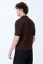 Men's Polo Neck Ribbed Knit T-Shirt Brown - 26Y 682 - 7