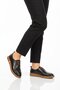 Black genuine leather women's casual shoes