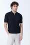 Men's Half Zip Polo Collar Ribbed Knitwear T-Shirt Navy Blue - 26Y 683 - 5