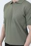 Men's Polo Neck Ribbed Knit T-Shirt Khaki - 26Y 682 - 2