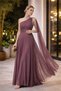 Women's Rose-Dry Floral One-Shoulder Pleated Detailed Glitter Tulle Fabric Evening Dress Nbswll16 - 5