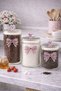 3-Piece Decorative Glass Jars – Candy Jar with Heart Lid and Ribbon Detail - Ribbon Jar