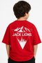 Boy's Red Oversize T-Shirt with Pocket Detail and Printed Casual Cotton T-Shirt - 3