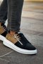 Lace-Up Zippered Men's Sports Shoes Black Mink Suede