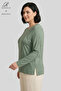 Women's Spiral Stick Patterned Collar and Skirt, Stone Embroidered, Slit, Lycra, Mother's Combed Cotton Blouse - 2