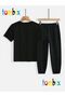 Green Shape Printed T-Shirt and Sweatpants (Sweatpants with Pockets) Children's Top and Bottom Set - 2