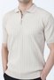 Men's Half Zipper Polo Neck Ribbed Knitwear T-Shirt Stone - 26Y 683 - 2