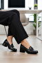 Black Genuine Leather Women's Heeled Shoes