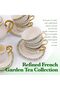 B&S 31-Piece Porcelain Tea Set for 6 | Classic Green Leaf & Gold Rim Design | Elegant Bone China Tea - 6