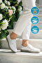 White Genuine Leather Women's Casual Shoes - 3