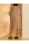 Women Beige Gathered Midi Skirt - 3