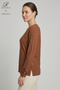 Women's Cinnamon Spiral Stripe Patterned Lace Embroidered Stoned Slit Lycra Mother Combed Cotton Blouse - 2