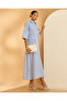 Women Blue Striped Cotton Dress - 4