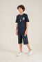 Strong Printed Boys' Shorts with Pendant - T-Shirt Set - 2
