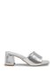 Alya Nina Women's Heeled Slippers 0012202 Silver Wrinkled Patent Leather - 4