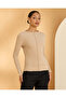 Women Beige Pleated Knit Top
