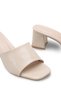 Alya Nina Women's Heeled Slippers 0012202 Beige Wrinkled Patent Leather - 2