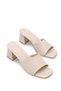 Alya Nina Women's Heeled Slippers 0012202 Beige Wrinkled Patent Leather