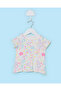 Infant Girls White Printed Rib T Shirt