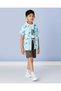 Boys Blue Printed Short Sleeve Shirt And T-Shirt Set - 6