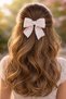 Pearl Decorated Ribbon Hair Clip Set - 3 Pieces Handmade Alligator Clip Hair Clips (Children - Adults) - 3
