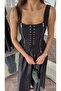 Premium Design Corset Detailed Thick Strap Long Dress - 2