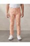 Girls Peach Butterfly Printed Leggings
