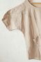 Beige Pool Collar Short Sleeve Pocketed Embroidered Asymmetrical Casual Linen Look Oversize Woven Blouse 75 67 - 2