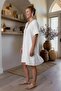 White Bottomed Britli Collar Short Sleeve Casual Cotton Oversize Woven Dress 100 68 - 2