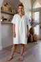 White Bottomed Britli Collar Short Sleeve Casual Cotton Oversize Woven Dress 100 68 - 3
