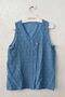 Blue V-Neck Sleeveless Embroidered Casual Cotton Woven Blouse 63 52 - 2