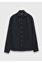 Black Plain Casual Fit Long Woven Casual 100% Linen Shirt - 7