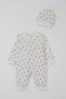 Baby Girl Jumpsuit with Strawberry Pattern 0-6 Months, Ecru