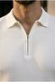 Jeff Selanik Knitted Polo Collar Half Zipper Thin Knitwear Men's T-Shirt - Ecru - 2
