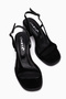 Julie Genuine Leather Black Suede Heeled Women's Sandals - 5