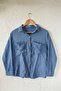 Blue Shirt Collar Cuffed Sleeves Buttoned Double Pockets Embroidered Casual Cotton Woven Shirt 67 55 - 2