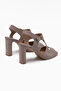 Lucie Genuine Leather Mink Thick Heeled Women's Sandals - 6