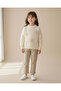 Girls Off White Textured Cardigan With 3D Flowers - 2