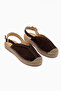 Lydia Genuine Leather Brown Suede Straw Detailed Women's Sandals - 3