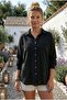 Black Shirt with Collar, Cuffed Sleeves, Buttoned Double Pockets, Embroidered Casual Cotton Woven Shirt 67 55 - 4