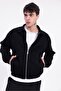Men's Basic Old Money Zippered Oversize Seasonal Polo Collar Gabardine Fabric Black Jacket - 2