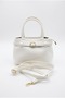 Women's White Color Hand and Shoulder Bag with Belt Detail, Leather Look, Stylish Classic Bag - 5