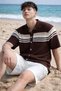 Striped Men's Knitwear Shirt Collar Cardigan Summer Comfortable Fit