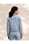 Women Blue Studded Denim Jacket - 3