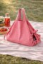 Adjustable Lace-Up Picnic Borcam Carrying Bag, Double Layer Red Gingham 50X80Cm